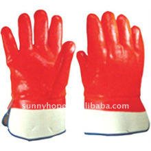 Fluorescente naranja liso acabado PVC muelle guantes